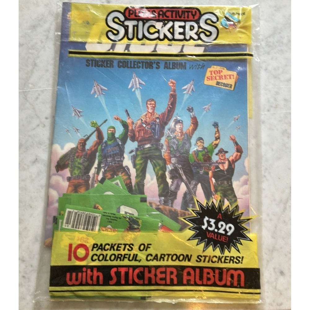 Vintage 1987 GI Joe Sticker Album Sealed w/ 10 Packs Play Activity